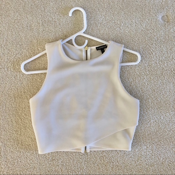 Express Ivory Criss-Cross Zip-Back Crop Top - Picture 2 of 2